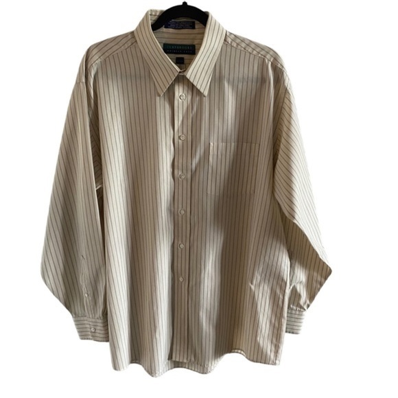 Claybrooke Oxford Stripe Broadcloth Long Sleeve Button Down Wrinkle Free Shirt - Picture 1 of 12